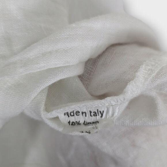 Terzo Millennio White 100% Linen Tunic Top Flowy Boxy Long Sleeve Size 1X - Picture 5 of 8